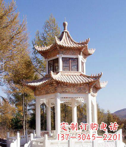 黑龙江园林双层石凉亭景观石雕 (2)